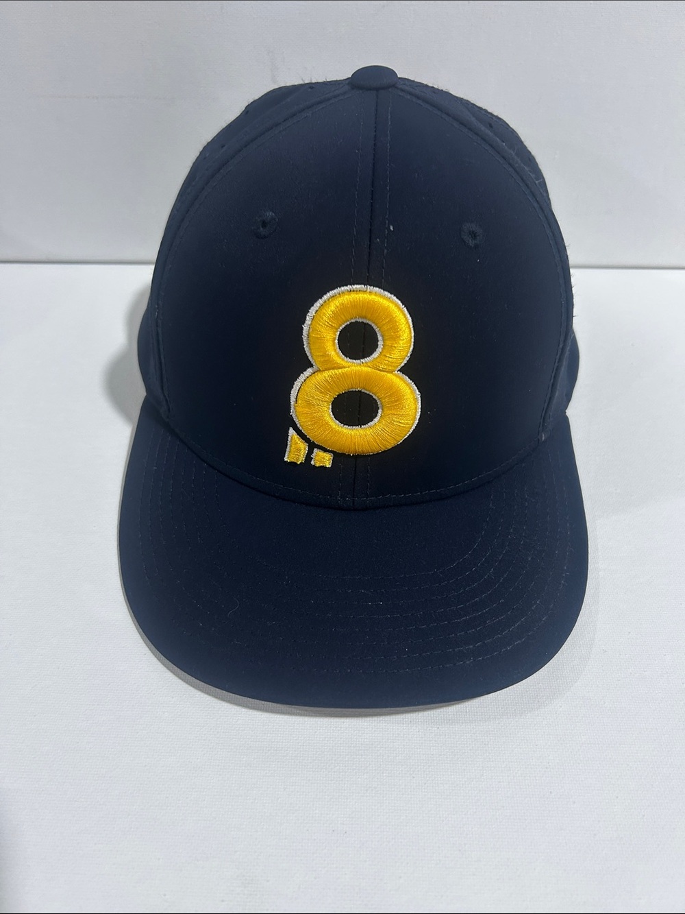 Men's Navy Baseball Cap with Yellow '8' Patch